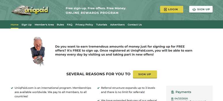 How to make money online e how to get free referrals with Uniqpaid