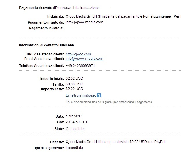 Pagamento 20 per Ojooo