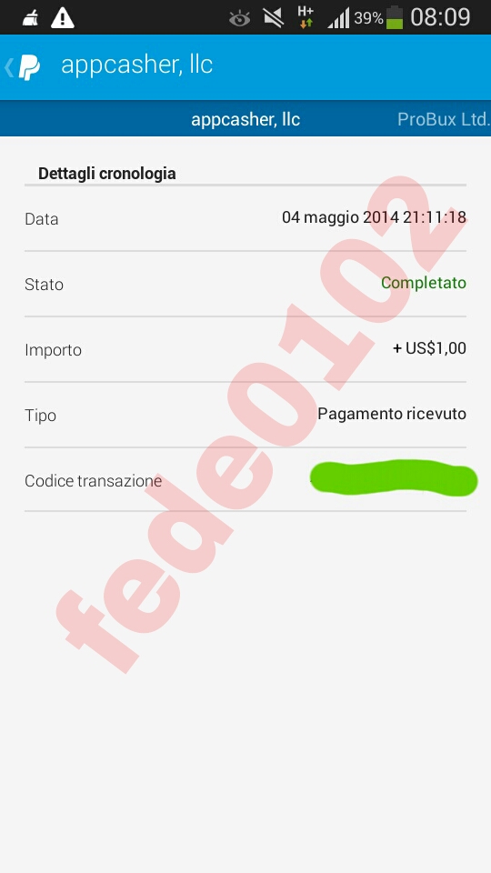 Payment 15 for Appcasher