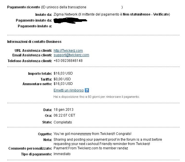 Payment 5 for Twickerz