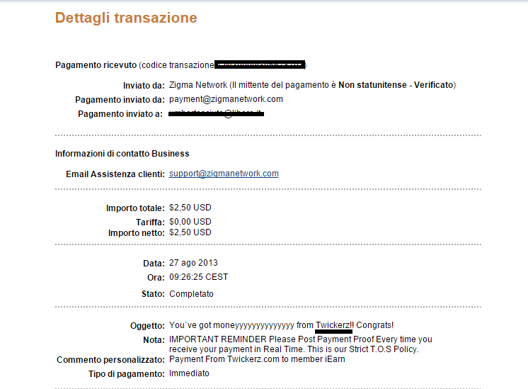 Payment 9 for Twickerz