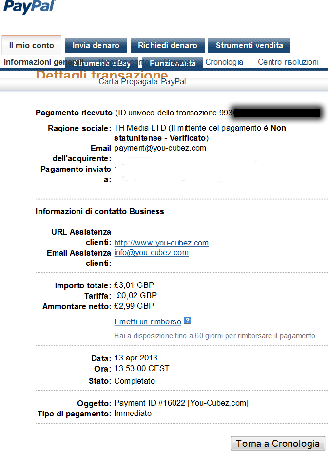 Pagamento 2 per You-cubez