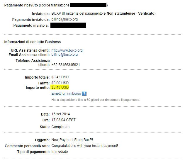 Payment 2 for Buxp