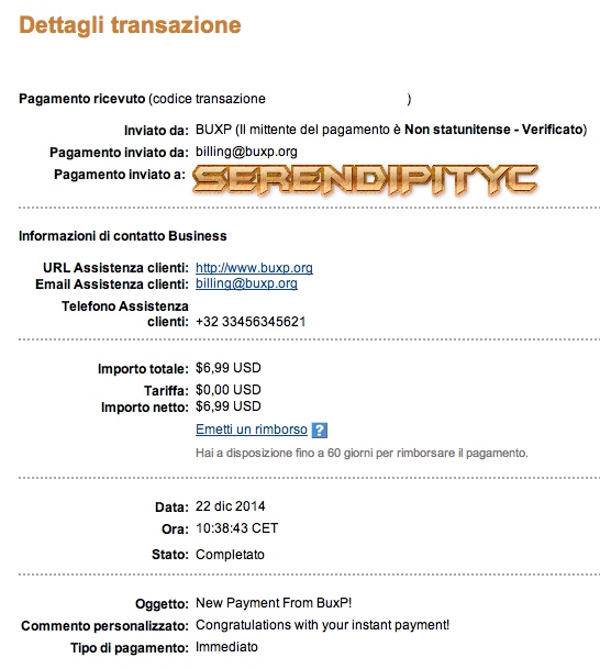 Payment 8 for Buxp