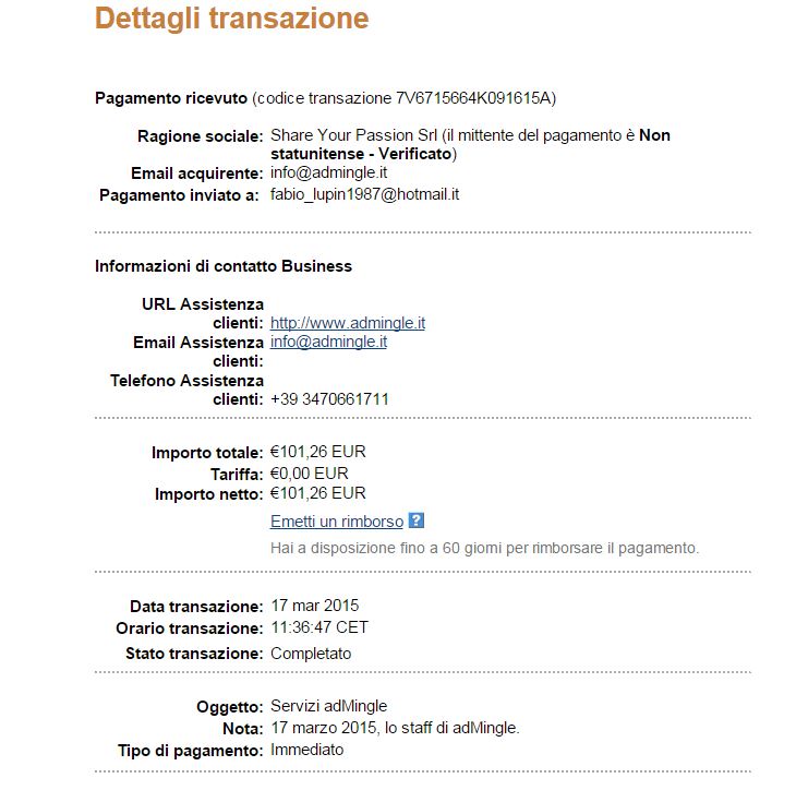 Payment 10 for Admingle