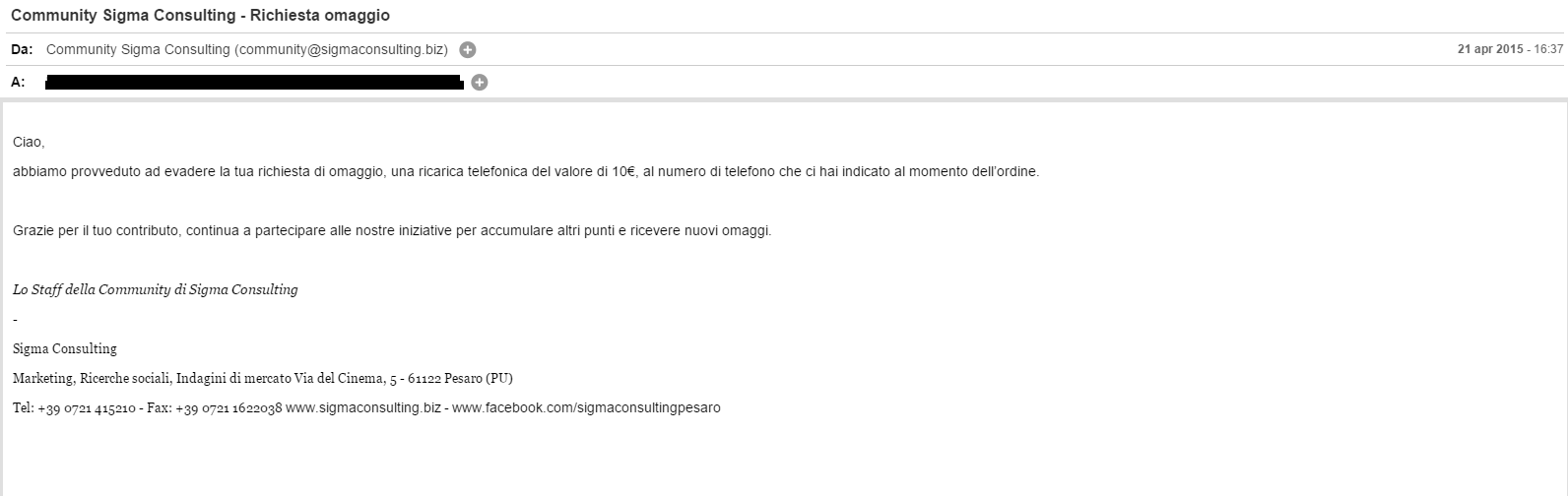 Payment 1 for Sigma Consulting