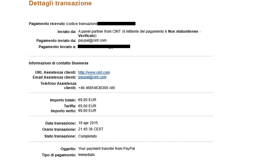 Payment 3 for Opinioni Uomini