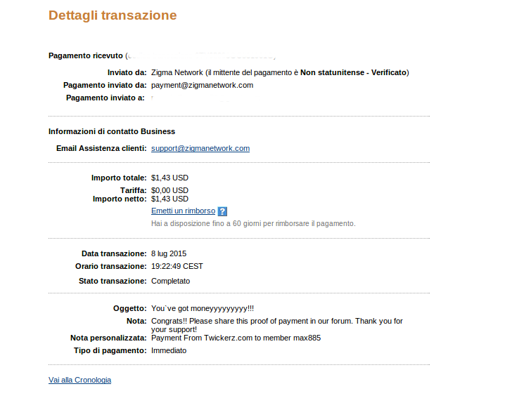 Payment 11 for Twickerz