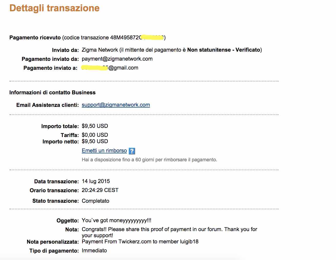 Payment 12 for Twickerz