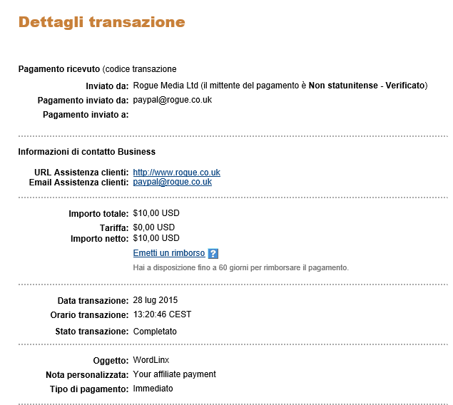 Payment 2 for Wordlinx