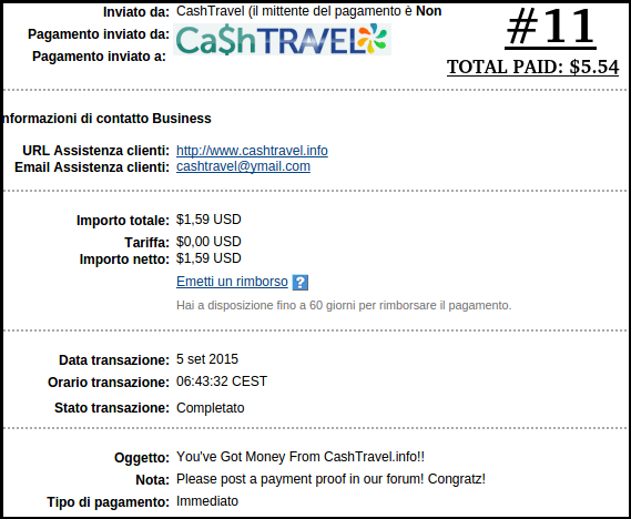Payment 17 for Cashtravel
