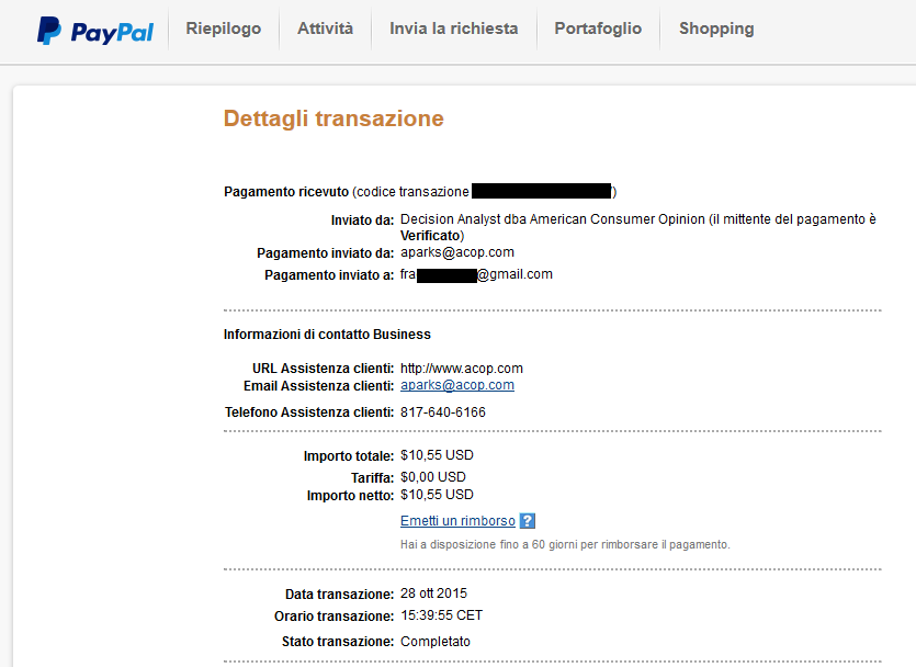 Payment 1 for Acop