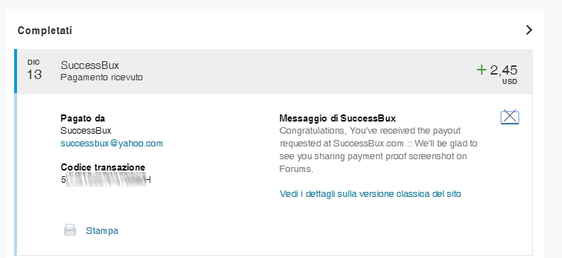 Payment 13 for Successbux