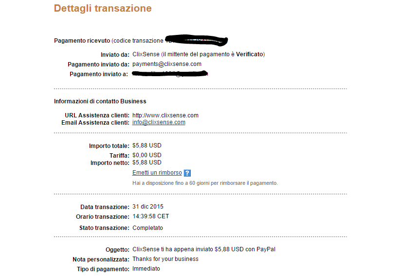 Payment 1035 for Ysense
