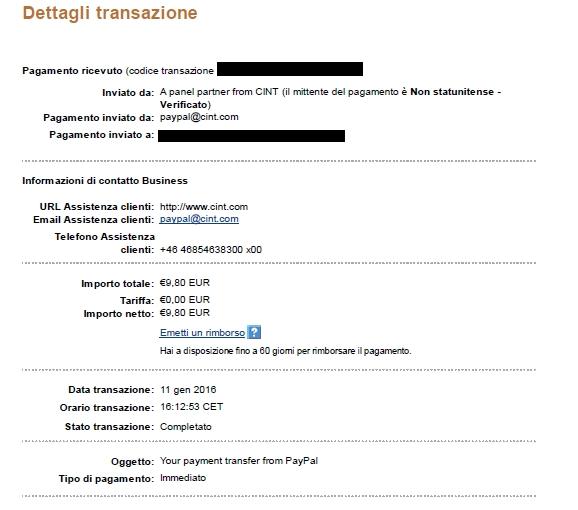 Payment 6 for Opinioni Uomini