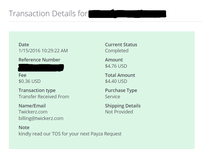 Payment 15 for Twickerz