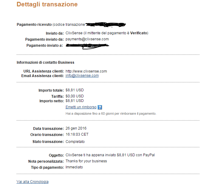 Payment 1088 for Ysense