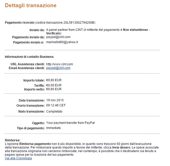 Payment 11 for Opinioni Uomini
