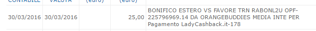 Payment 7 for Ladycashback