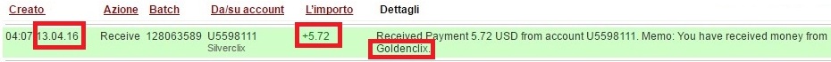 Payment 15 for Goldenclix