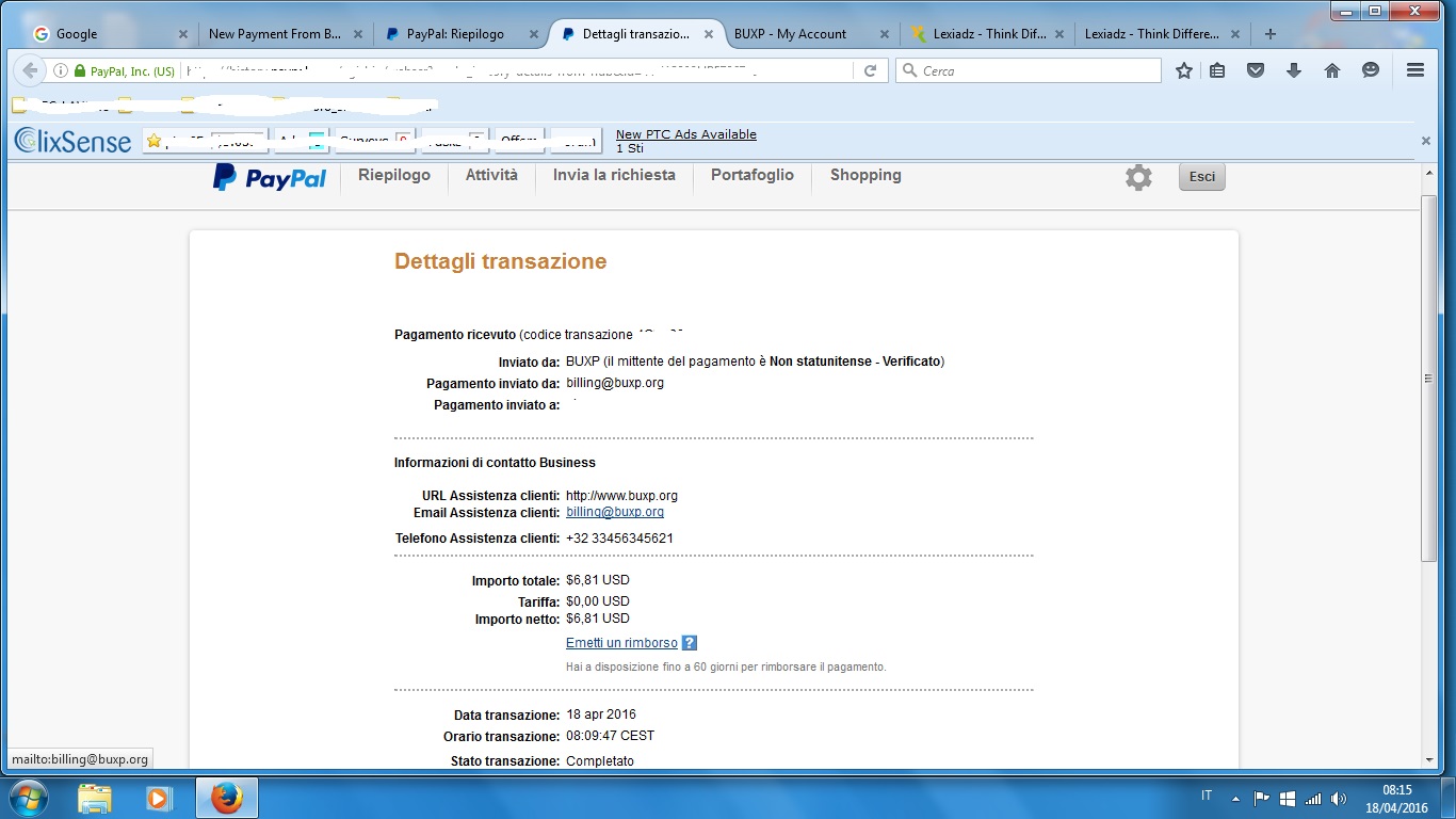 Payment 12 for Buxp