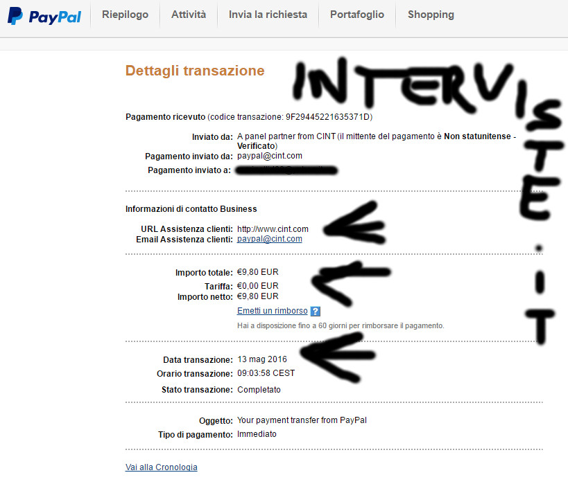Payment 10 for Interviste