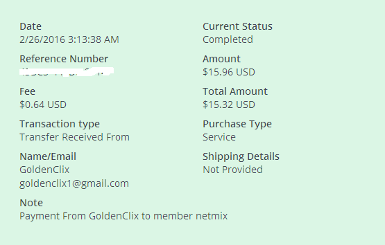 Payment 19 for Goldenclix