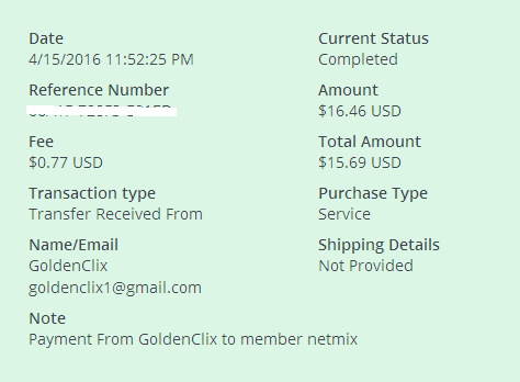 Payment 22 for Goldenclix
