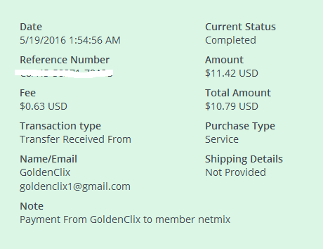 Payment 24 for Goldenclix