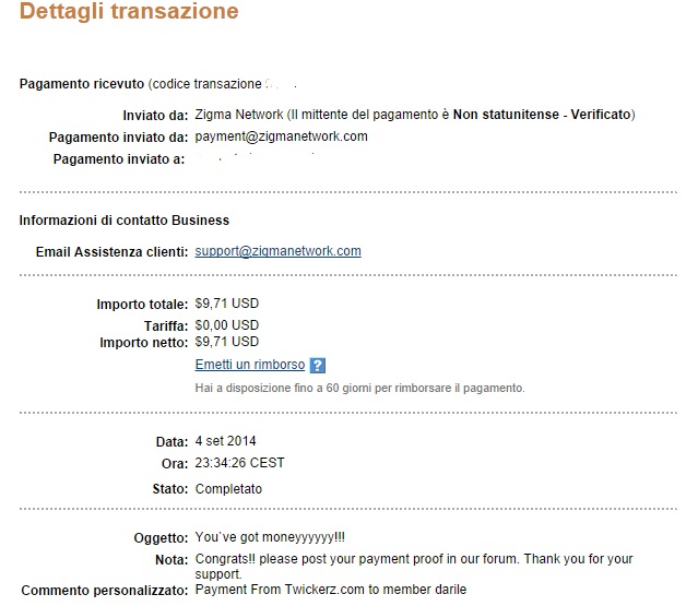 Payment 20 for Twickerz