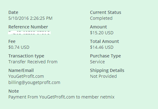 Payment 11 for Yougetprofit