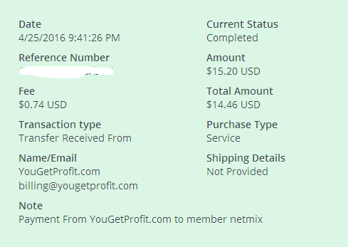 Payment 12 for Yougetprofit