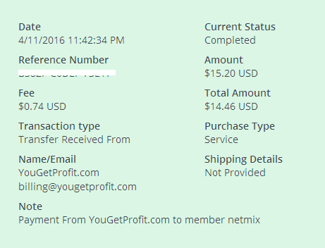 Payment 13 for Yougetprofit