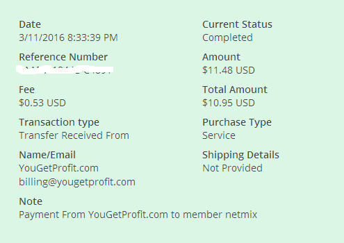 Payment 18 for Yougetprofit