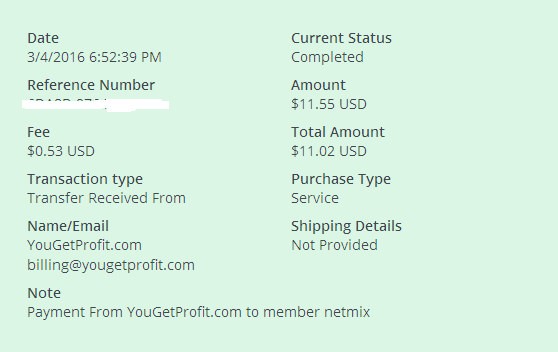 Payment 19 for Yougetprofit