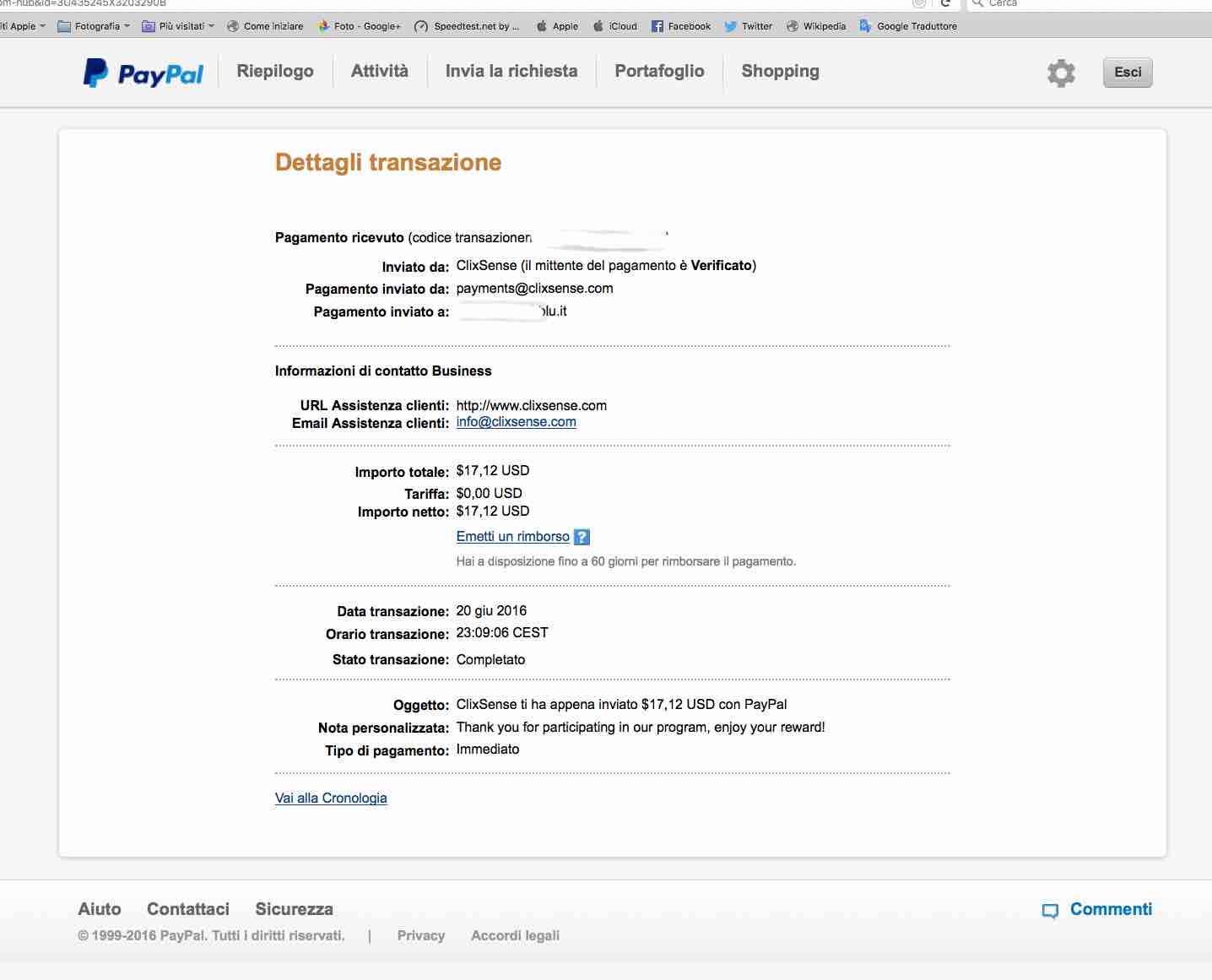 Payment 1479 for Ysense