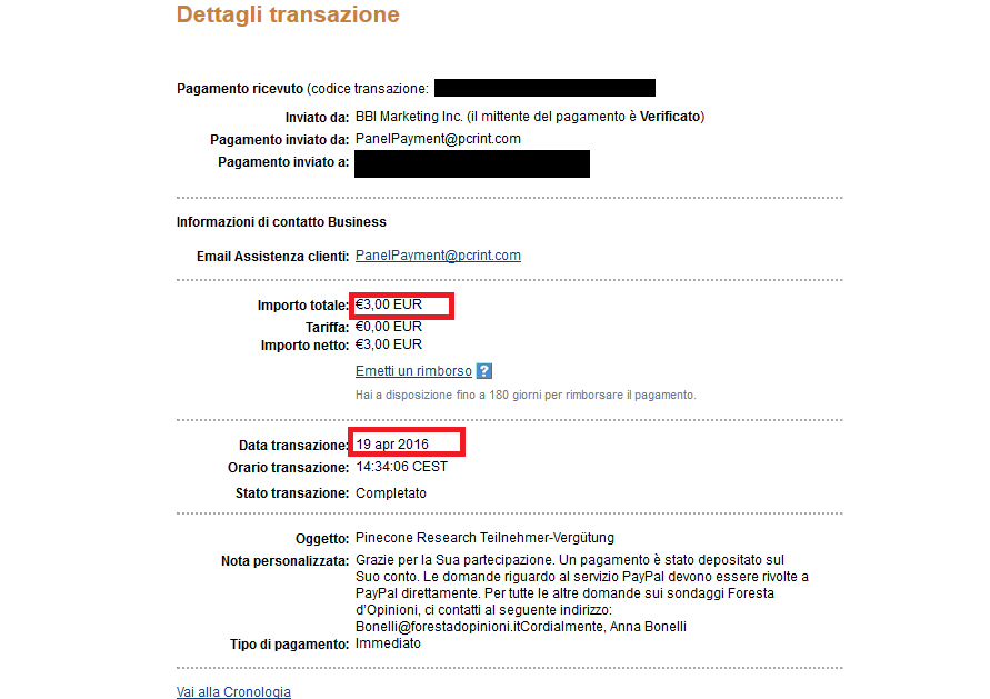 Payment 137 for Foresta D'opinioni
