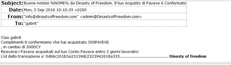 Pagamento 28 per Dinasty Of Freedom