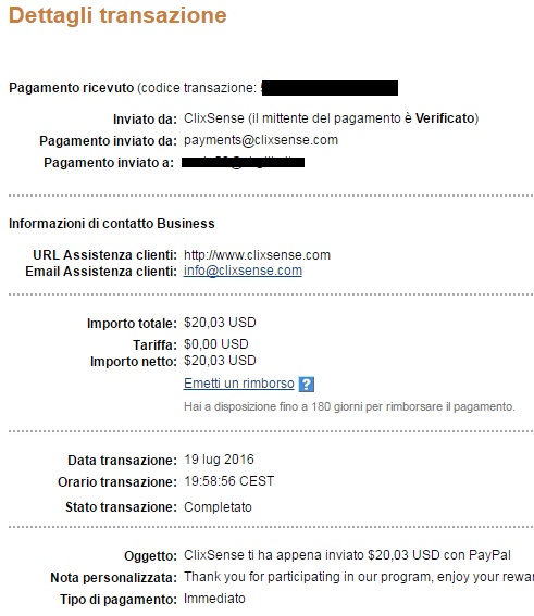 Payment 1713 for Ysense