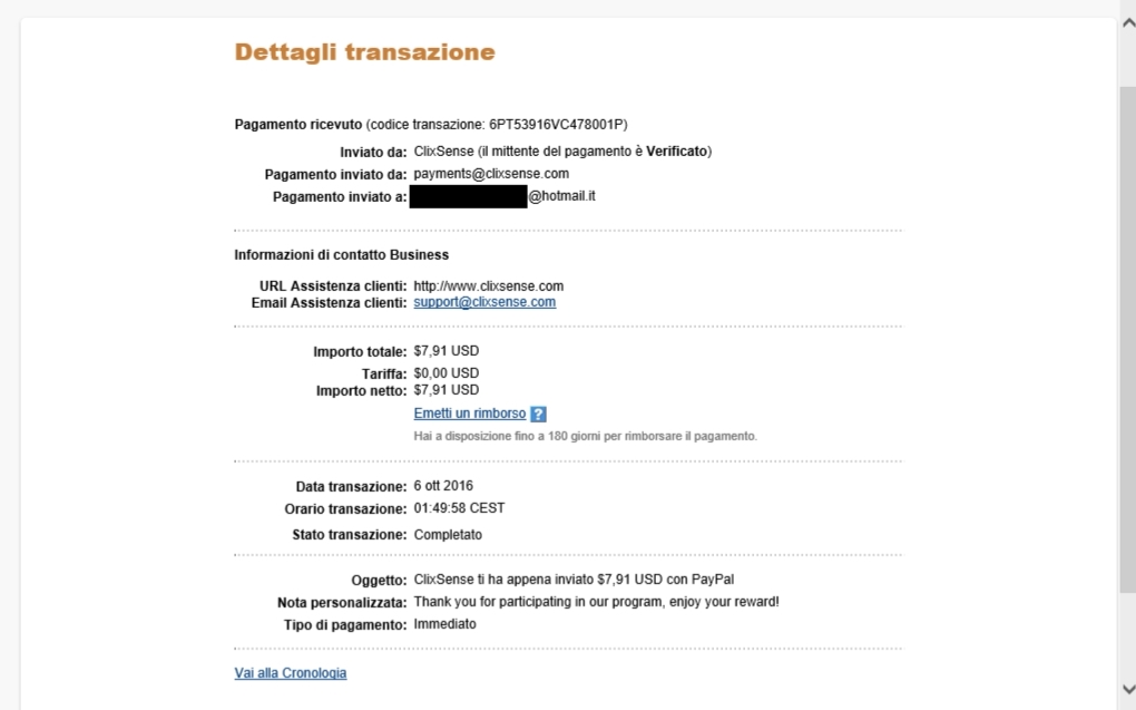 Payment 1732 for Ysense