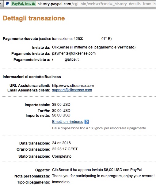 Payment 1832 for Ysense