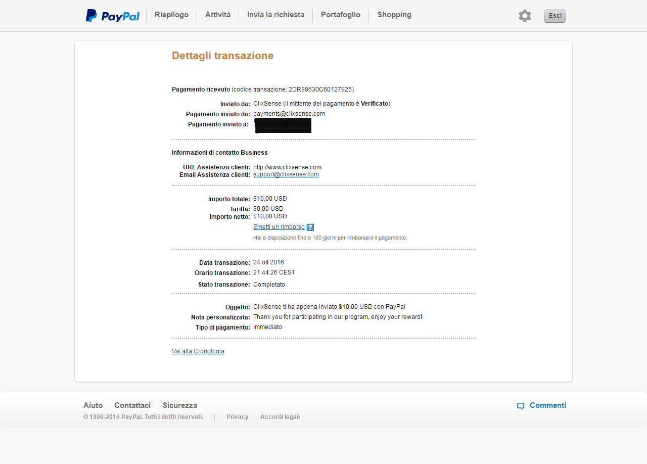 Payment 1836 for Ysense