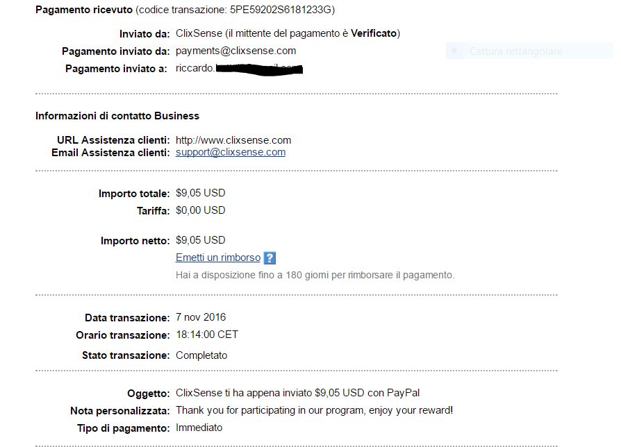 Payment 1862 for Ysense