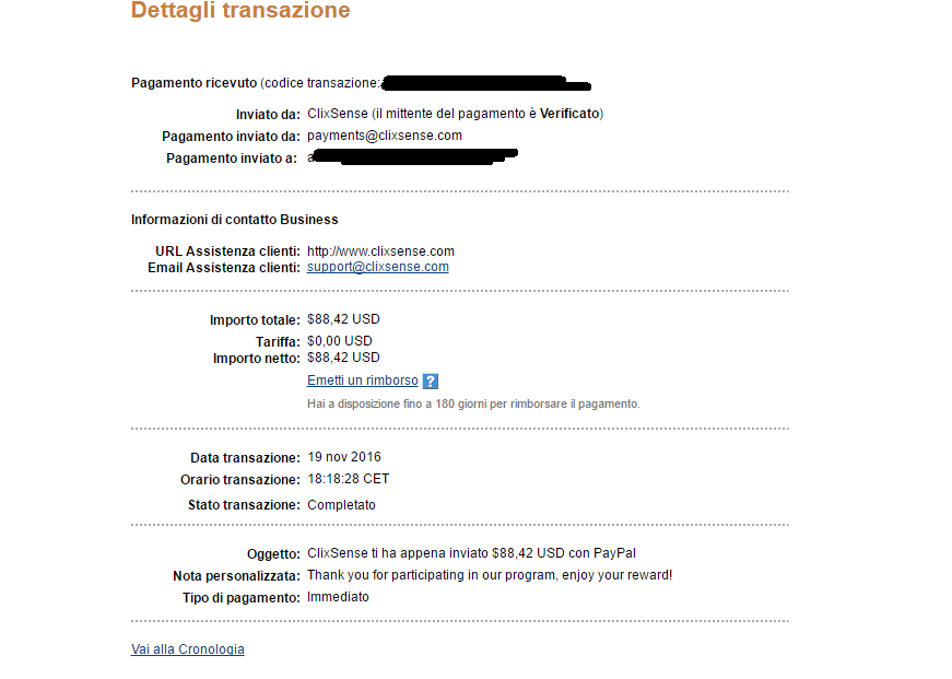 Pagamento 1899 per Ysense