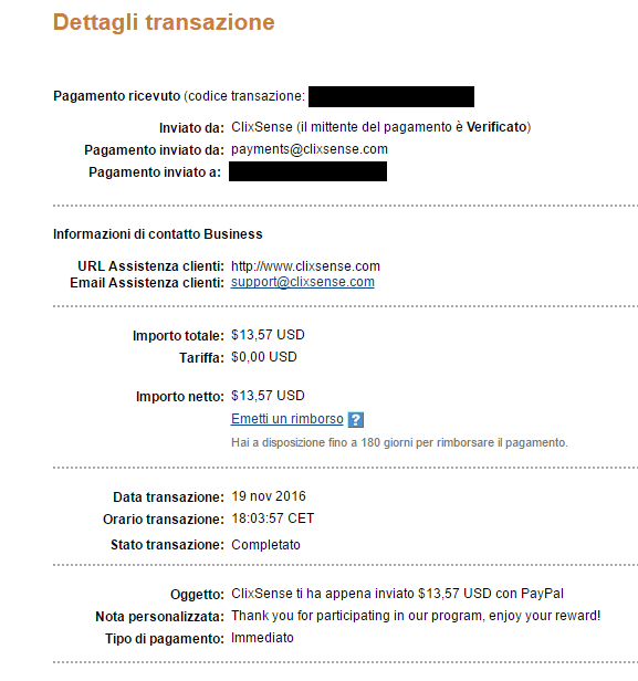 Payment 1918 for Ysense