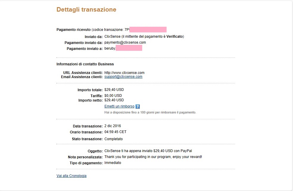 Payment 1923 for Ysense