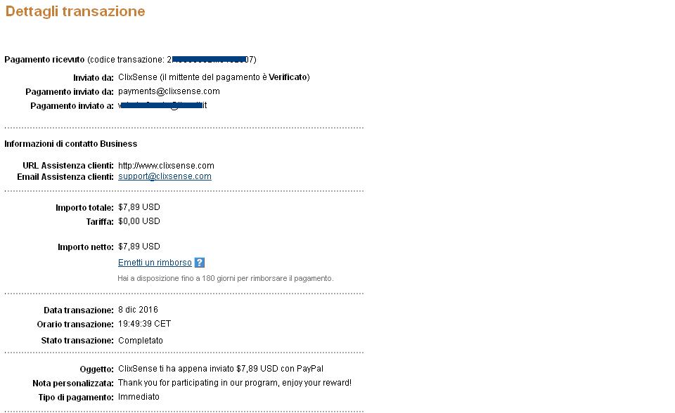 Pagamento 1933 per Ysense