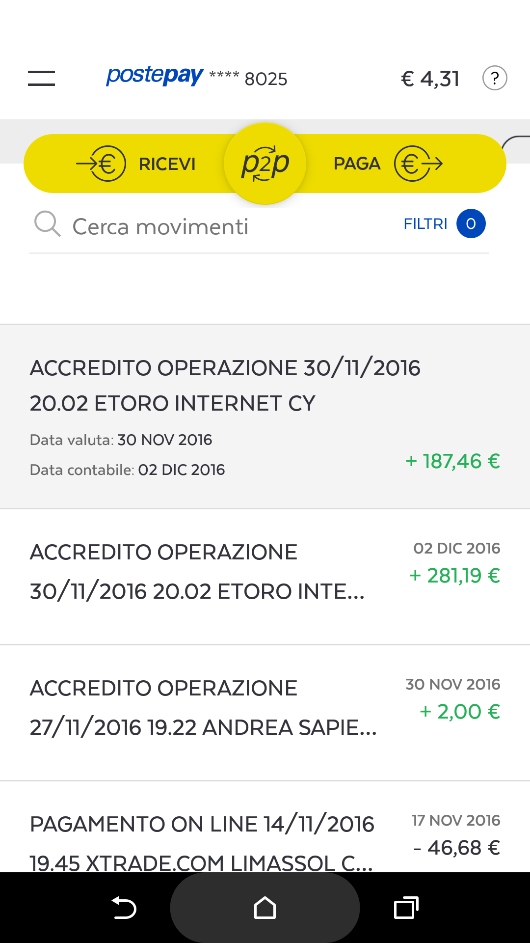 Pagamento 6 per Etoro