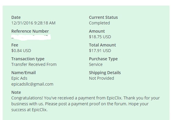 Payment 5 for Epicclicx