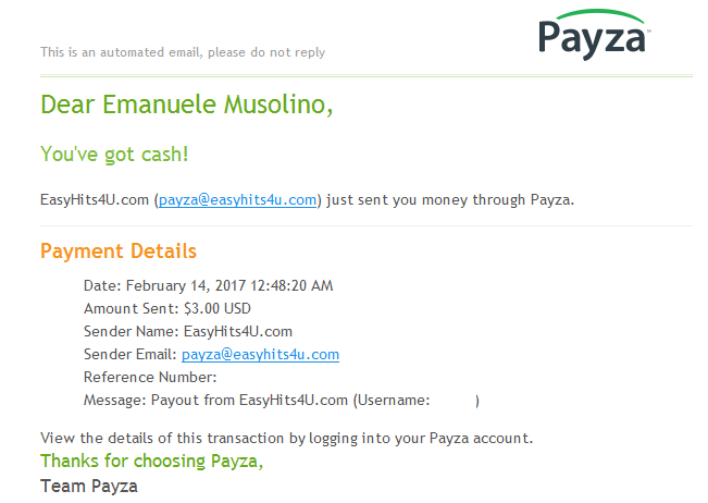 Pagamento 99 per Easyhits4u